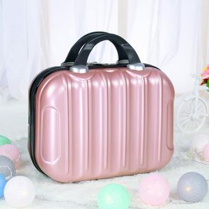 Kozmetik Çantalar 14 inç Seyahat Organizatör Su Geçirmez Makyaj Kılıfı Takı Pratik Vanity Bagaj Bavul Dikey Çizgili Sert Çanta #2