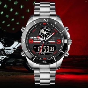 Нарученные часы Skmei Digital Watches El Nepanless Steel 2trime Dual Movement Waterprong Sports Full Touch Screen Classic Relogio Masculino1839