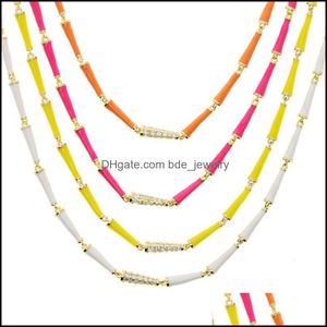 Zincirler Renk Rainbow Women Geometric Neon Emaye Koni Şekilli Cazibe Bağlantı Zinciri Moda Kolye Zincirleri Damla Teslim Takıları N Dhiko