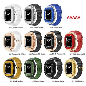 Smart Straps Alloy Frame Case Fit Силиконовый ремешок для часов Ремешок Smart Wearable Accessories for Apple Watch Series 3 4 5 6 7 SE iWatch 44 45 мм