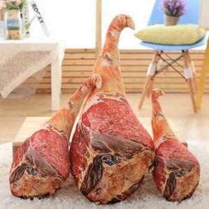 Yenilik Peluş Peluş Gıda Jambon Oyuncak Yastığı Komik Hediye Yumuşak Doldurma 3D Baskı Drumstick Sarılma Ldren Erkek Kız Hediye 5070 CM WJ278 J220729