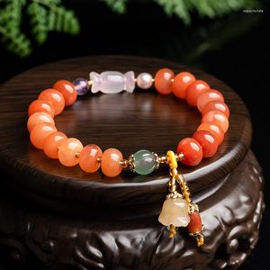 Buono regalo per gioielli con braccialetto di perle di giada di giada di seta d'oro con topazio naturale