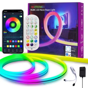 Светодиодные полоски Neon Light Dream Color Rgbic 5M 3M 12V Tuya Smart WiFi Bluetooth App Music WS2811 светодиодная полоса DIY Декор освещение Alexa Google Home Home