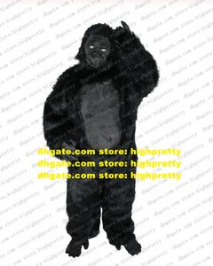 Siyah uzun kürk goril orangutan şempanze maskot kostümü yetişkin karikatür düğün töreni planlama ve promosyon zz7658