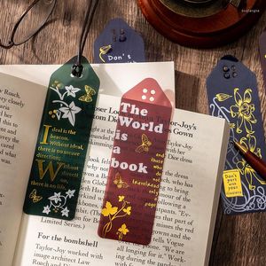 4pcs Vintage Golden Plant Bookmark Retro Style PVC Reading Bookmarks Creative Book Page Marker Stationery Supplies