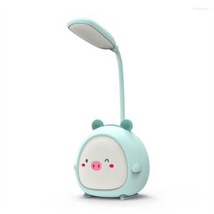 Masa lambaları Karikatür Domuz USB USB Şarj Pil LED LAMP Çocuk Göz Koruma Hortumu 360 ﾰ Herhangi bir açı masası Gece Işığı