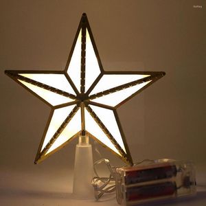 Decorações de Natal 2022 Tree White Star Five-Pointed LED com Top Decor Year Growing Party Light A3E4