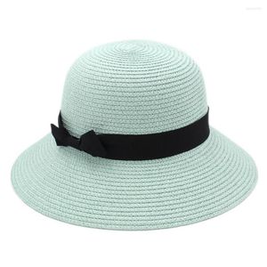 Geniş Memlu Şapkalar Mistdawn moda disketi katlanabilir bayanlar kadınlar saman plaj güneş yaz cloche şapka bowler cap siyah kurdele