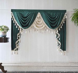 Curtain Emerald Green Waterfall Valance For Living Room Swags Pelmets Window Bedroom Farmhouse Velvet With Bottom Lace Beads Drape #D