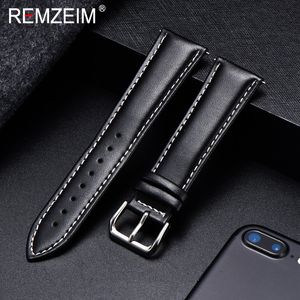 Moda Deri Kordonlu Saat Yumuşak Malzeme Watch Band Gümüş Paslanmaz Çelik Tokalı Bilek Kayışı 22mm