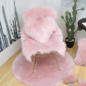 Sandalye, yumuşak yapay koyun derisi halı kapak yatak odası paspas yün sıcak kıllı halı koltuk furarea halı damla