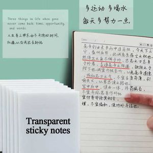 Notes 50 Sheets Transparent Sticky Notes Kawaii Waterproof Repeated Paste Office Accessories School Student Supplies Stationery