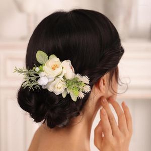 Başlıklar romantik gelin çiçek saç tarağı cazibe güzel yaprak düğün gelin headdress kadın aksesuarları