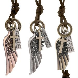 Подвесные ожерелья кросс -угловые крылья буквы подвесной ожерелье в европейском стиле длинные кожа