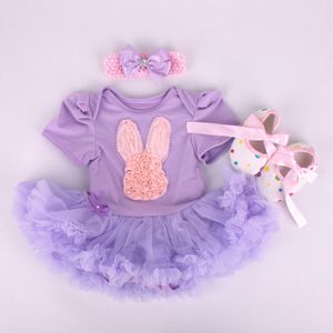 Yeni kız kız giyim seti bebek tavşan dantel tutu romper elbise/jumper vites kafa bandı ayakkabıları 3pcs set bebe ilk doğum günü kostümleri