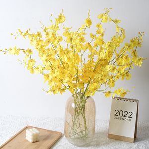 Simulação Amarela da Dança Orquídea Falsa Flor Soft Decoration Simulation Plant Home Wedding Artificial Flowers