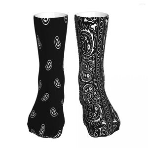 Erkek Çorapları Siyah Beyaz Paisley Chicano Bandana Tarzı Yüz Çorabı Erkek Kadın Polyester Çorap Özelleştirilebilir Tasarım