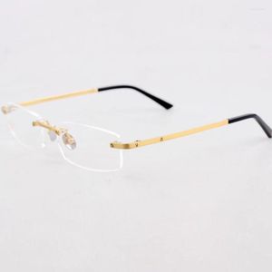 Güneş Gözlüğü Çerçeveleri Marka Vintage Rimless Titanyum Okuma Kadın Erkek Gözlükler Çerçeve Optik Kare Gözlük Reçetesi Gözlükler 0087o 10a Hediye