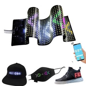 Другое Событие Праздничные Атрибуты RGB Гибкий Дисплей Цветной Экран Светодиодный Модуль Лента Свет Приложение Bluetooth DIY Шляпа Одежда Сумка Обувь Word Scroll Matrix 221110