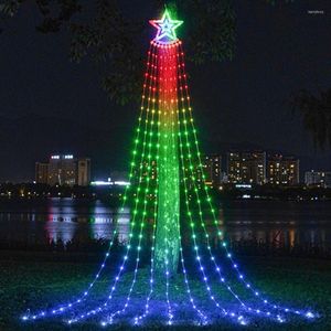 Dizeler 9x3m Dreamcolor Noel Yıldız Dize Işıkları Açık 300 LED RGB Şelale Ağacı Işık Düğün Tatil Dekoru için Topper