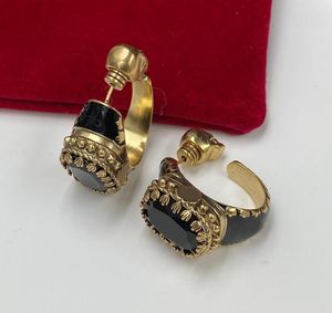 Punk Vintage Siyah Taş Sarkan Hoop Küpellik İskeleti Kulak Çember Damla Küpe Kulak Dostu Kadın Tasarımcı Mücevher Partisi Yıldönümü Hediyesi