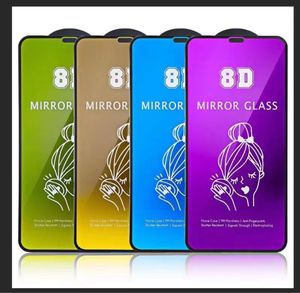 8D зеркальные защитные пленки из закаленного стекла для iPhone 15 14 13 Pro Max 12 Mini X XR XS макияж для смартфона 11 8 7 Plus
