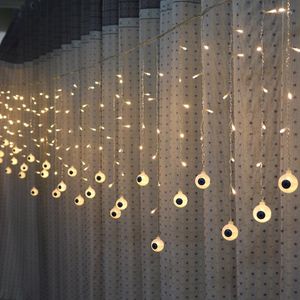 Dizeler 5m 216 LED Cadılar Bayramı Perdesi Hafif Göz Topu Tatil Aydınlatma Yatak Odası Oturma Odası Atmosfer Dekorasyonu