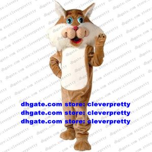 Длинный мех коричневый леопардовый кошачий талисман костюм Lynx Catamount Bobcat Lince Luchs Взрослые персонажи Продвижение игры ZX2101