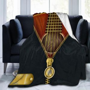 Одеяла фланелевая одеяло абстрактное музыкальная винтажная гитара Тонкая механическая мыть теплый мягкий бросок на диван -кровать.