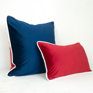 Подушка 3 цвета бархатный крышка темно-синий красный с белым броска