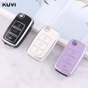 Araba Anahtarı TPU Araba Flip Anahtar Kılıf Kapak Kabuğu VW Polo Golf Passat Tiguan Beetle Caddy T5 UP EOS Skoda Octavia Koltuk Leon Altea T221114