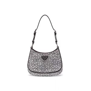 Kadın tasarımcılar tote omuz çantası cleo el çantası kristal süslemeli saten çanta moda yarım ay koltuklu cüzdanlar kutu