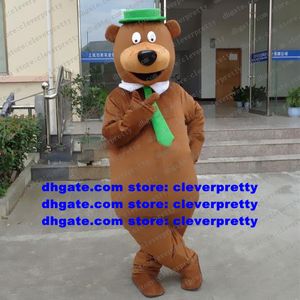 Kahverengi Bowler Bear Maskot Kostüm Yogi Bears Grizzly Bear Ursus Arctos Karakter Rekabetçi Ürünler Düğün Töreni ZX827
