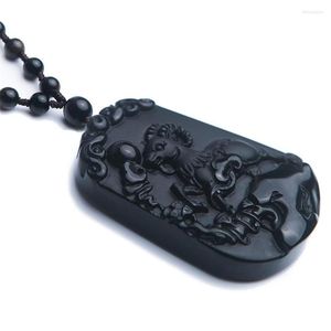 Подвесные ожерелья натуральные черные обсидианские драгоценные камни каменные овечье колье 50x33x10 мм