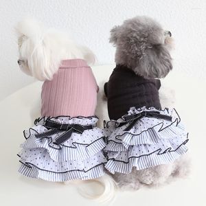 Собачья одежда складывает девушки с юбками для собак для собак розовый черный жилет Bichon одежда xs-xl size costum