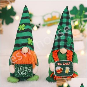 Parti Favor St Patricks Günü Partisi Gnomes Shamrock Yüzsüz Bebek Yeşil Yonca İrlandalı Peluş Bebekler Ana Masa Dekorasyon Çocuk Oyuncakları Dhnxs