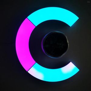 Duvar lambası 6 paket halka ekleme yenilik daire ışık uygulaması oda dekorasyon eğlencesi için kontrol edildi RGB DIY müzik wifi