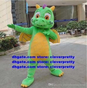 Green Dragon Uçan Ejderha Dinozor Dinoza Maskot Kostümü Yetişkin Karikatür Karakter Hoş Geldiniz Akşam Yemeği Turizm Destinasyonu ZX2917