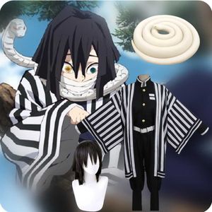 Cosplay Peruk Anime Kimono Demon Slayer Cosplay Kimetsu Hiçbir Yaiba Iguro Obanai Kostüm Cadılar Bayramı Partisi Beyaz Yılan Sahne T221115