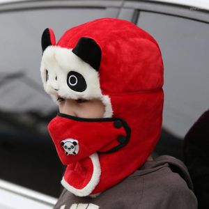 Berretti Cappello invernale caldo per bambini Simpatico panda Paraorecchie Bomber Ragazzo Ragazza Più Berretto spesso in velluto