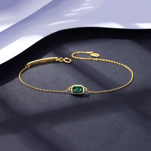 Vintage luxo sintético esmeralda s925 pulseira de prata joias femininas moda coreana banhado a ouro 18k pulseira requintada acessórios presente