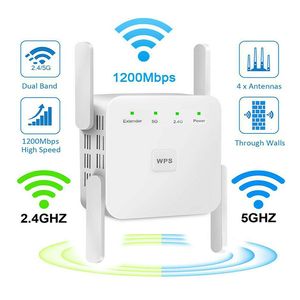 Yönlendiriciler 5G WiFi Tekrarlayıcı Kablosuz Wi FI Adaptör Uzun Aralıklı Genişletici LAN PORT 1200AC Booster Çift Bant Wi-Fi Sinyal Amplifikatörü 221114