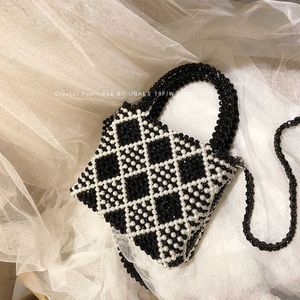 Bolsa de diamante transversal de diamante p￩rolas de mi￧angas de mi￧angas de um ombro de ombro Stiletto crossbody s para mulheres designer de luxo 221114