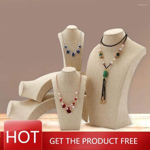 Sacchetti per gioielli Espositore per collana Busto Porta lino beige Per collane Bracciali Figura Stand Trucco personale