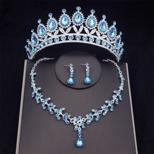 Wedding Jewelry Sets Fashion Bridal Bride Tiara Crown Earring Set Necklace for Women Birthday Party jewelry Accessories 221115