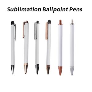 Шариковые ручки для сублимации Пустая теплопередача Белый цинковый сплав Материал Индивидуальные ручки Школьные канцелярские принадлежности Z11