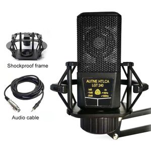 Mikrofonlar LGT240 Profesyonel Kondenser Mikrofon Mic Geniş Diyaframlı Kare Bilgisayar Cep Telefonu K Song Canlı Akış Mikrofonu 221115