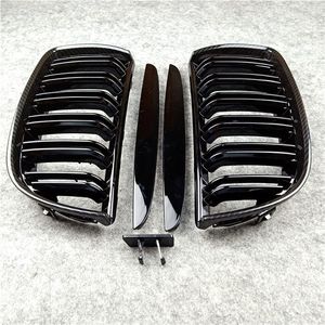 Pair Carbon Look Mesh Grille for BMW 3 Series E90 ABS Double line glossy/M Color Front Car Kidney Grill Grilles 2005-2007