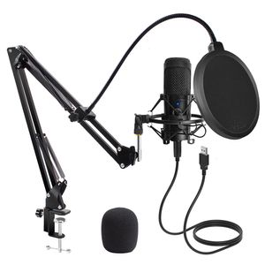 Microfoni Microfono USB Condensatore D80 Microfono di registrazione con supporto e luce anulare per PC Karaoke Streaming Podcasting per Youtube 221115