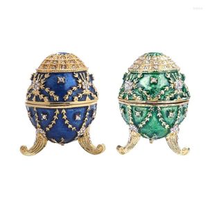 Takı Torbaları Faberge Yumurta Tarzı Dekoratif Emaye Gözet Kutusu W/ Menteşeli Klasik Rus Koleksiyonu Eşsiz Paskalya Günü Hediyesi Mevcut